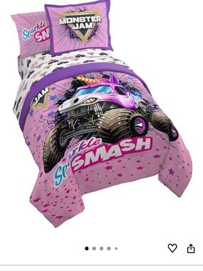 Sparkle Smash Pink Monster Jam  Twin Bedding Set